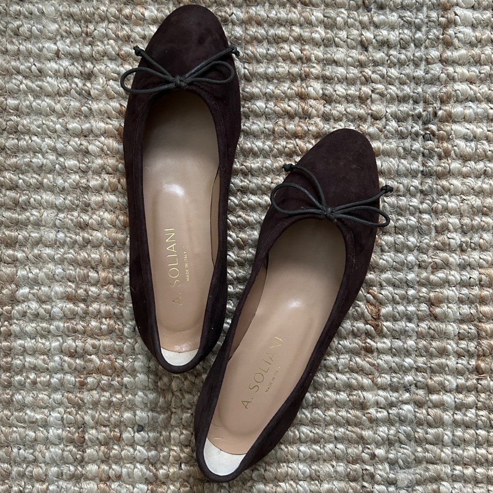 NWT A. Soliani Chocolate Suede Suede Ballet Flats EU size 36 - New W/Box